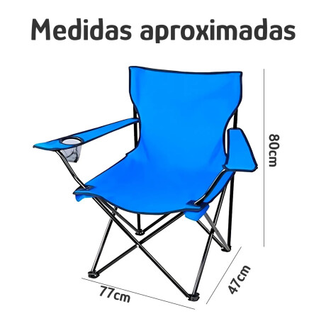Silla Plegable C/Portavaso, Apoyabrazos Bolso Liviana 90 Kg Azul