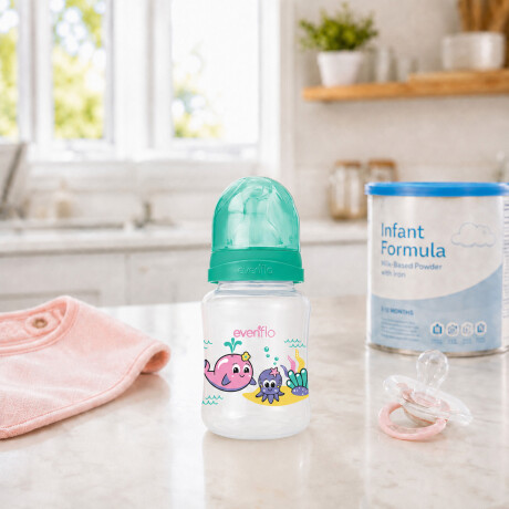 Mamadera Evenflo Acuario Bebés 0-3M 120Ml Tetina Flujo Lento Turquesa