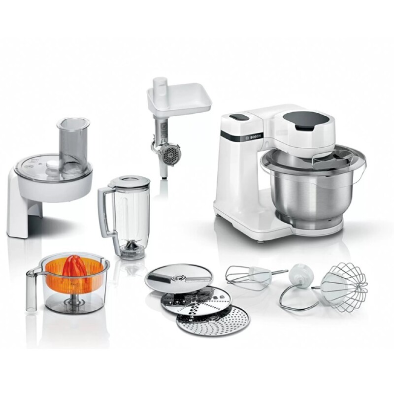 Robot de Cocina Bosch Blanco con Bowls de Acero Inox c/Accesorios Robot de Cocina Bosch Blanco con Bowls de Acero Inox c/Accesorios
