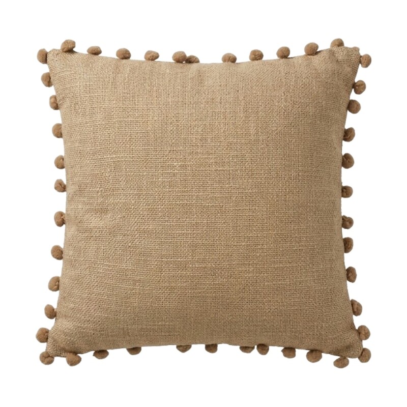 COJIN CUAD BEIGE C/POM POM 40X40CM Unica