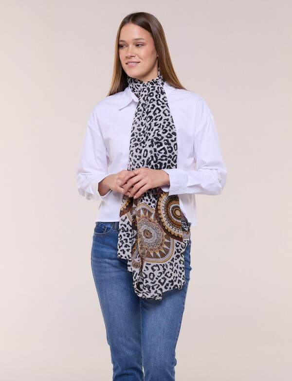 Pashmina Animal Print Y Mandalas MULTI/NEGRO