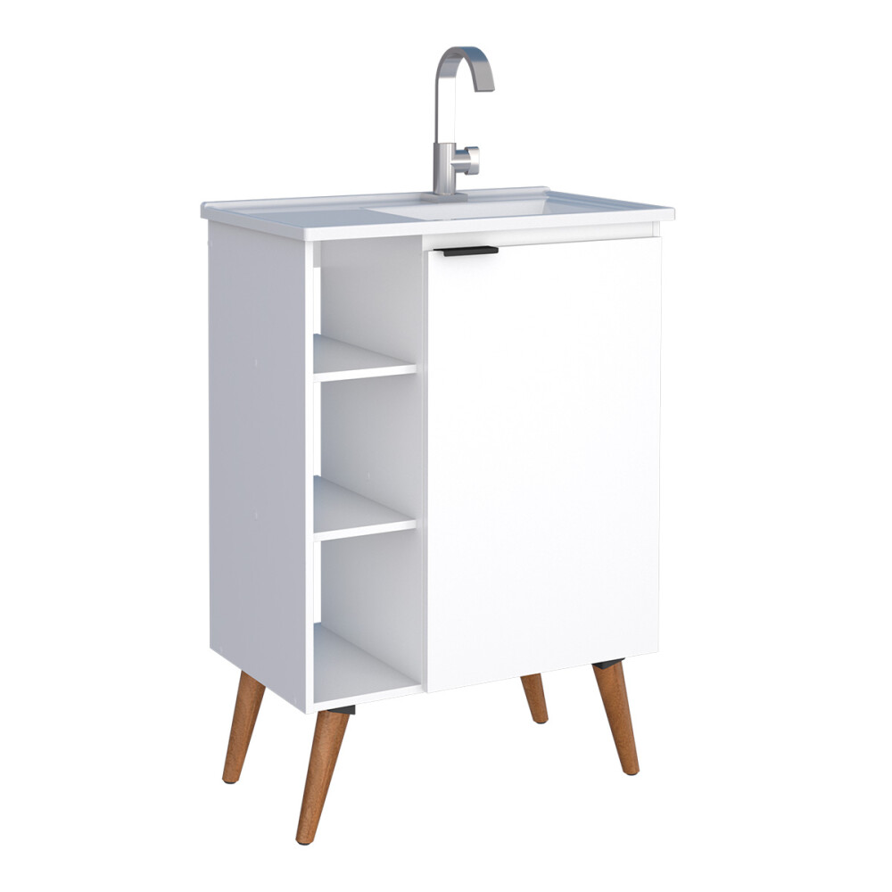 MUEBLE BAÑO EN MADERA HORTENSIA BLANCO CON LAVAMANOS EN PATAS DE MADERA MACIZA Mueble Baño En Madera Hortensia Blanco Con Lavamanos En Patas De Madera Maciza