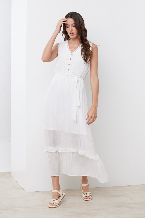 Vestido Maxi Botones CRUDO