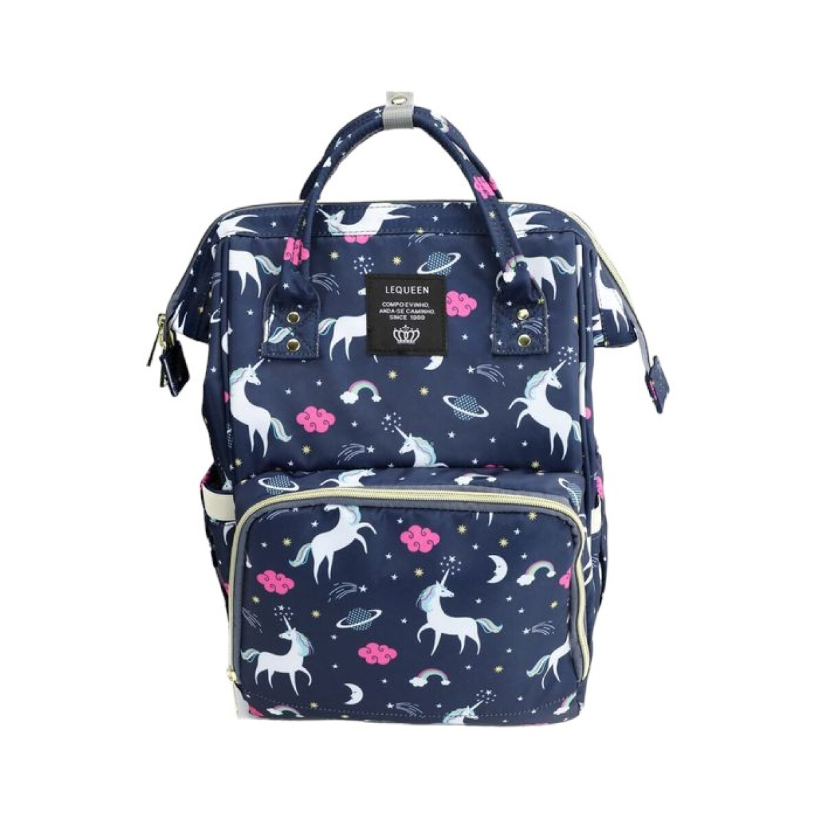 Mochila Maternal - Unicornio Fondo Azul 