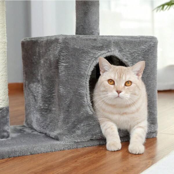 Rascador Torre 3 Niveles Felpa Y Sisal Para Gato Con Cama Color Variante Beige