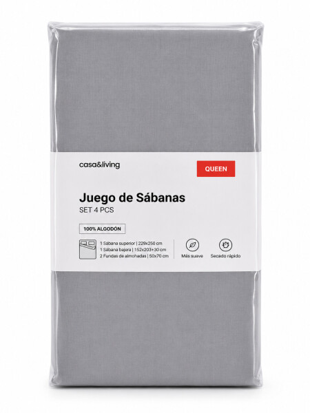 JUEGO DE SABANAS QUEEN GRIS CLARO