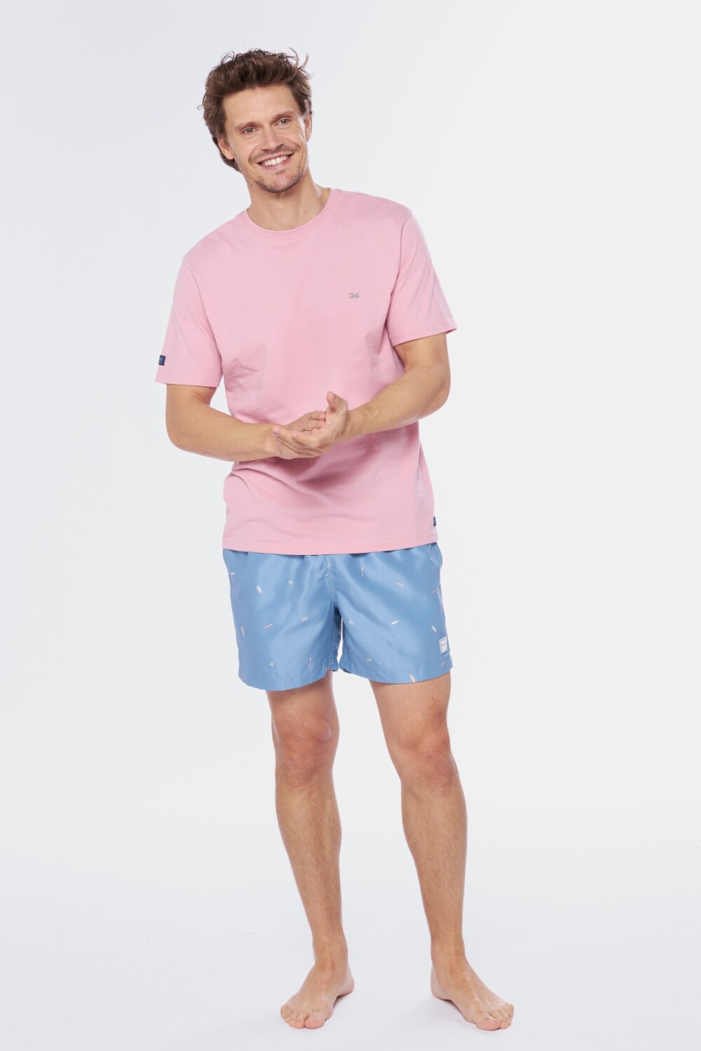 SHORT DE BAÑO ESTAMPADO Celeste