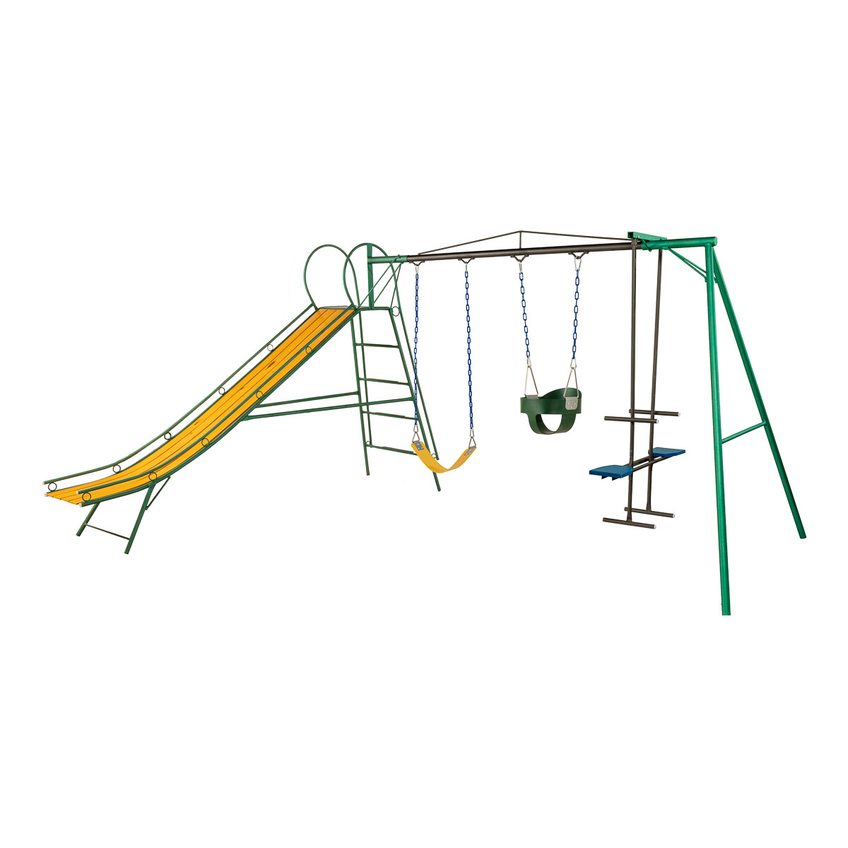 Juego Combinado Infantil con tobogán N°4. Caballito, 1 hamaca de cincha y 1 hamaca de bebé. 