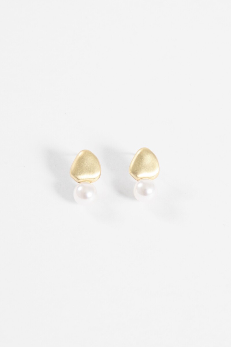 Caravanas metal perla dorado