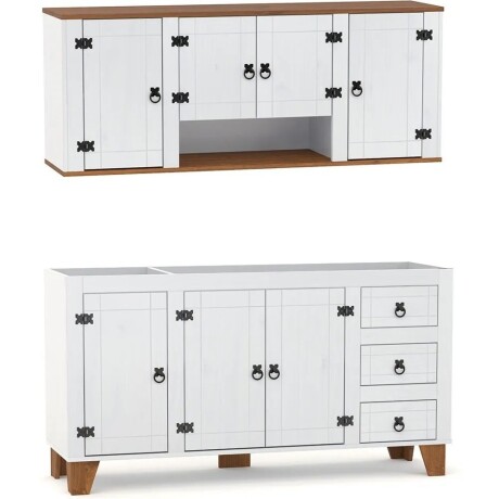 Promo Áereo 4 Puertas + Bajo Mesada Línea Naturale Blanco/Roble