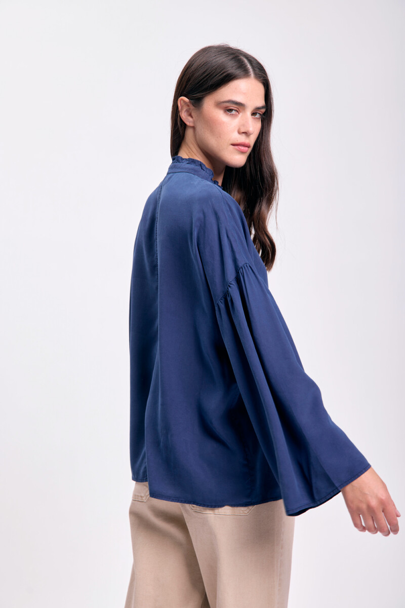 Blusa volado Azul Oscuro