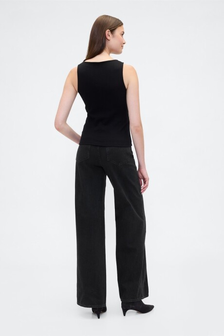Jean Wide Leg Tiro Alto Mujer Washed Black
