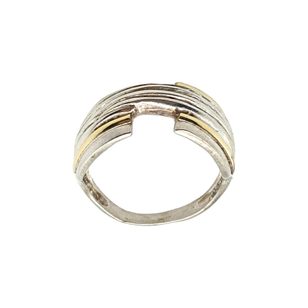 Anillo Labrado-Plata y Oro-Sin Piedra-AN5136 - sinpiedra 