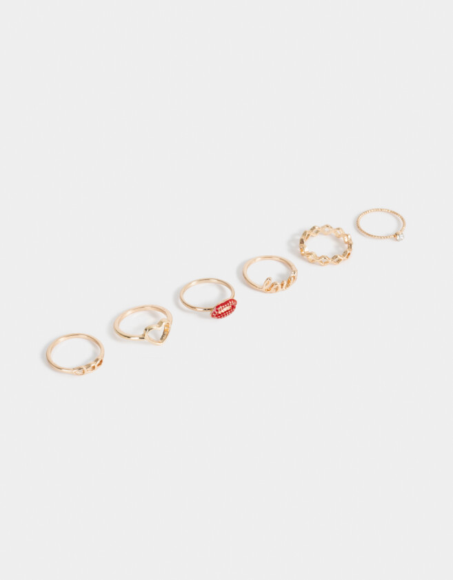 Sets Anillos Con corazón Set De Anillos Dorados - Dorado