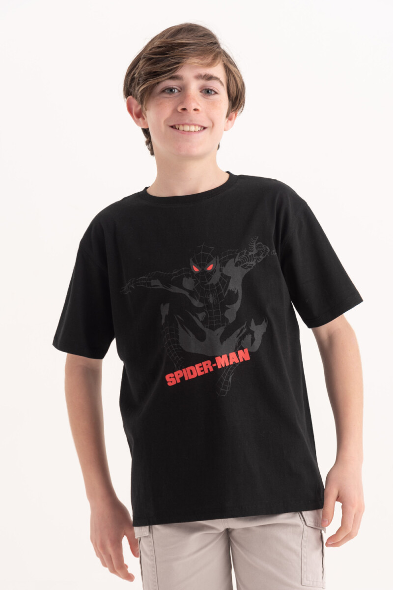Camiseta manga corta estampada - Spiderman negro 