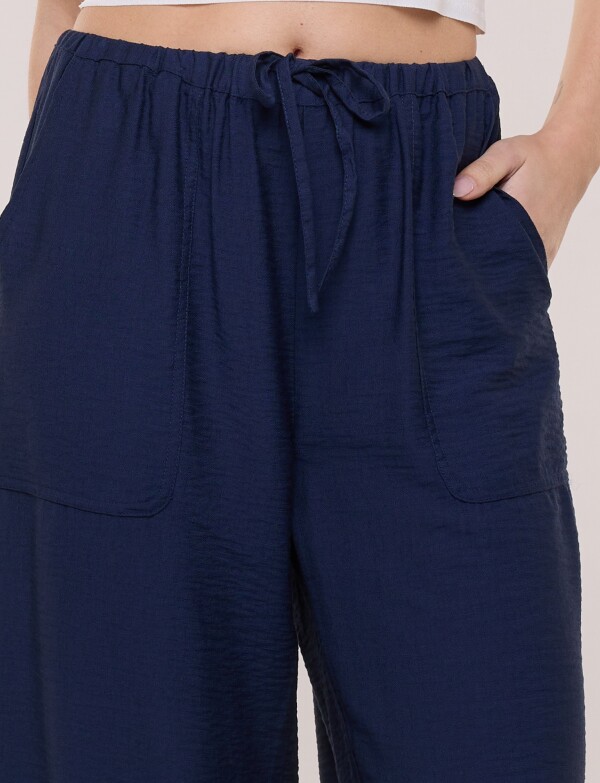 Pantalon Holgado Con Cordón Ajustable Y Bolsillos AZUL