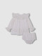 Vestido Con Bordados Blanco Roto