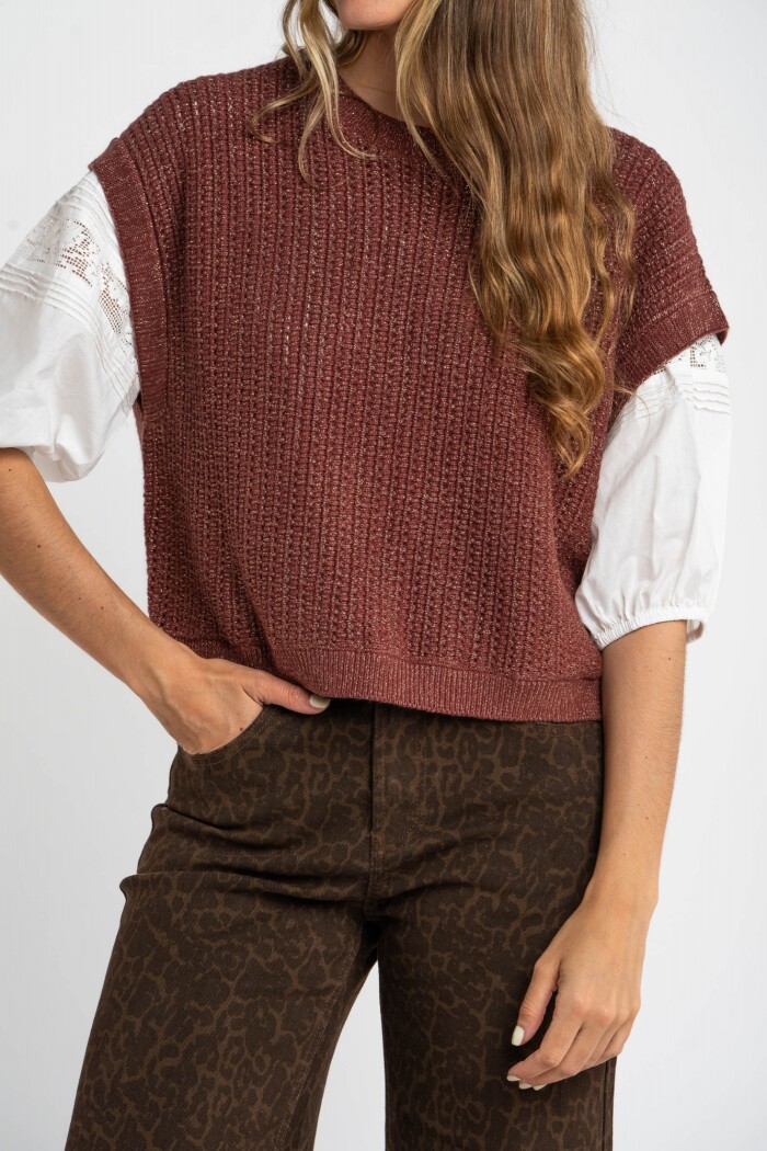 Chaleco Lurex Bordeaux