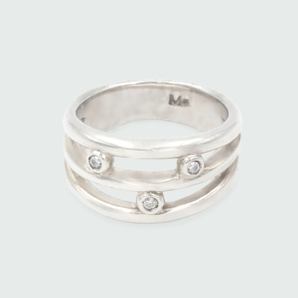 Anillo MOON triple de plata 925 con brillantes Anillo MOON triple de plata 925 con brillantes