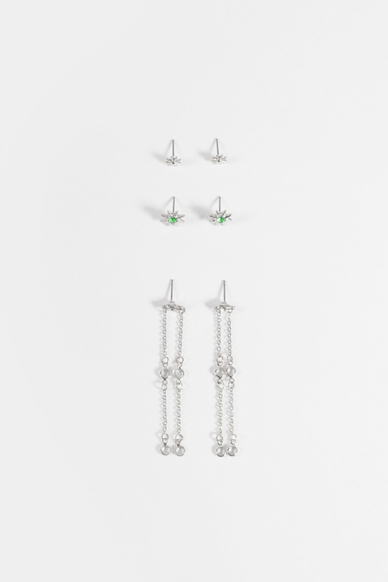 Set de 3 caravanas mystic plateado