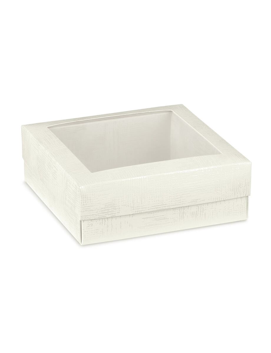 CAJA+TAPA C/VENTANA 20X20X6 cm - PELLE BIANCO 