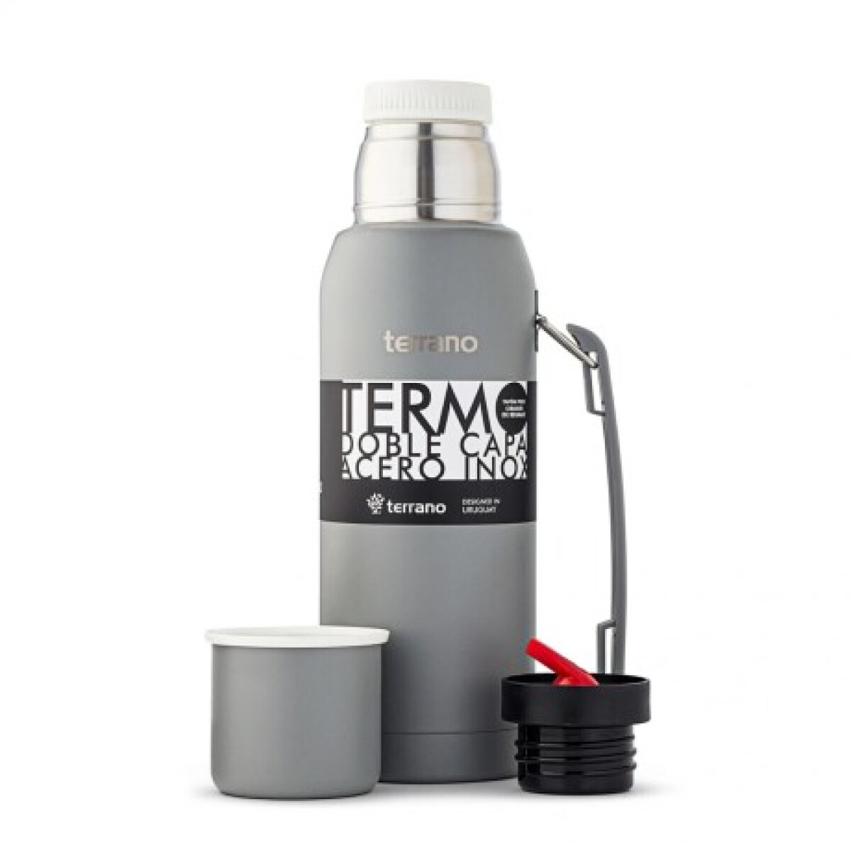 TERMO PREMIUM DE 1LT TERRANO CON MANIJA - GRIS 