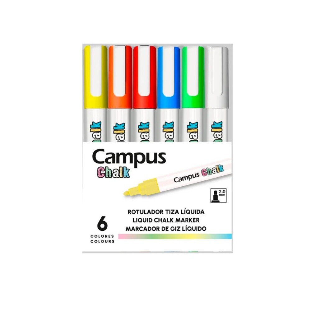 Marcadores Campus Chalk Color Neón Caja x6 #MARCADORES CAMPUS CHALK COLOR NEÓN CAJA X 6