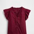 V-FLUTTER SLV EYELET YOKE TOP RED DELICIOUS