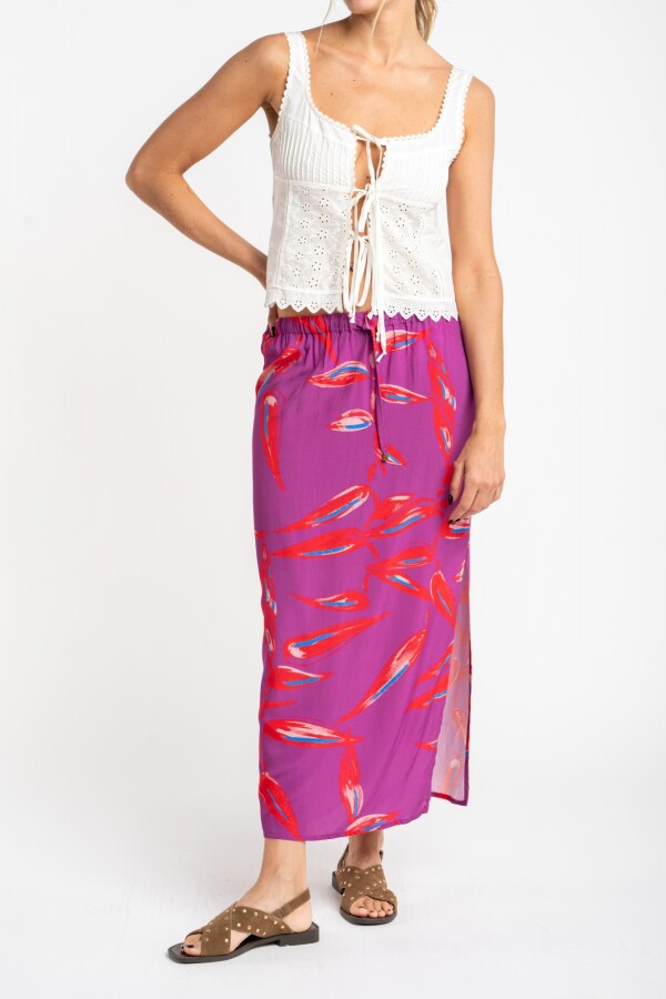 Falda Print Fucsia