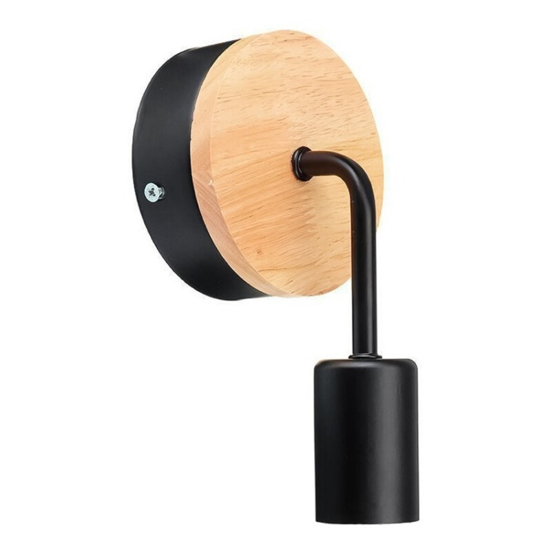 Pack X 2 Aplique Pared Nordico Metal Madera Vintage Negro