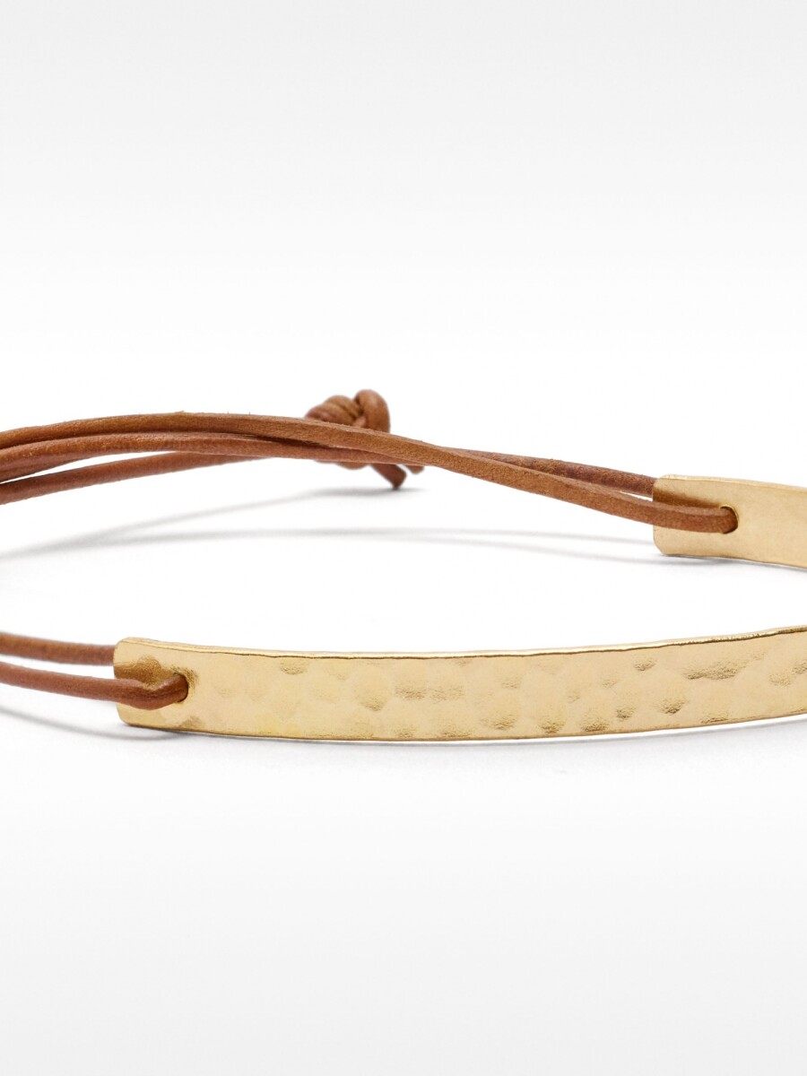 Pulsera Rígida De Cordón De Piel dorado
