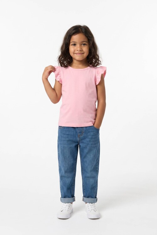 Remera con volados en hombro ROSA