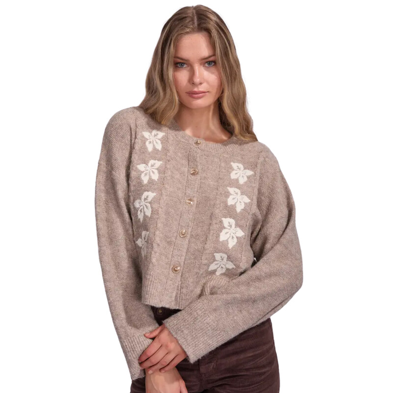 Buzo Rhythm Blanca Floral Crop Cardigan - Beige Buzo Rhythm Blanca Floral Crop Cardigan - Beige