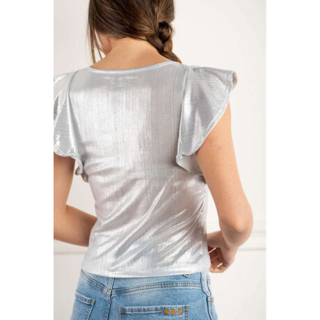Remera Manga Volado Plata