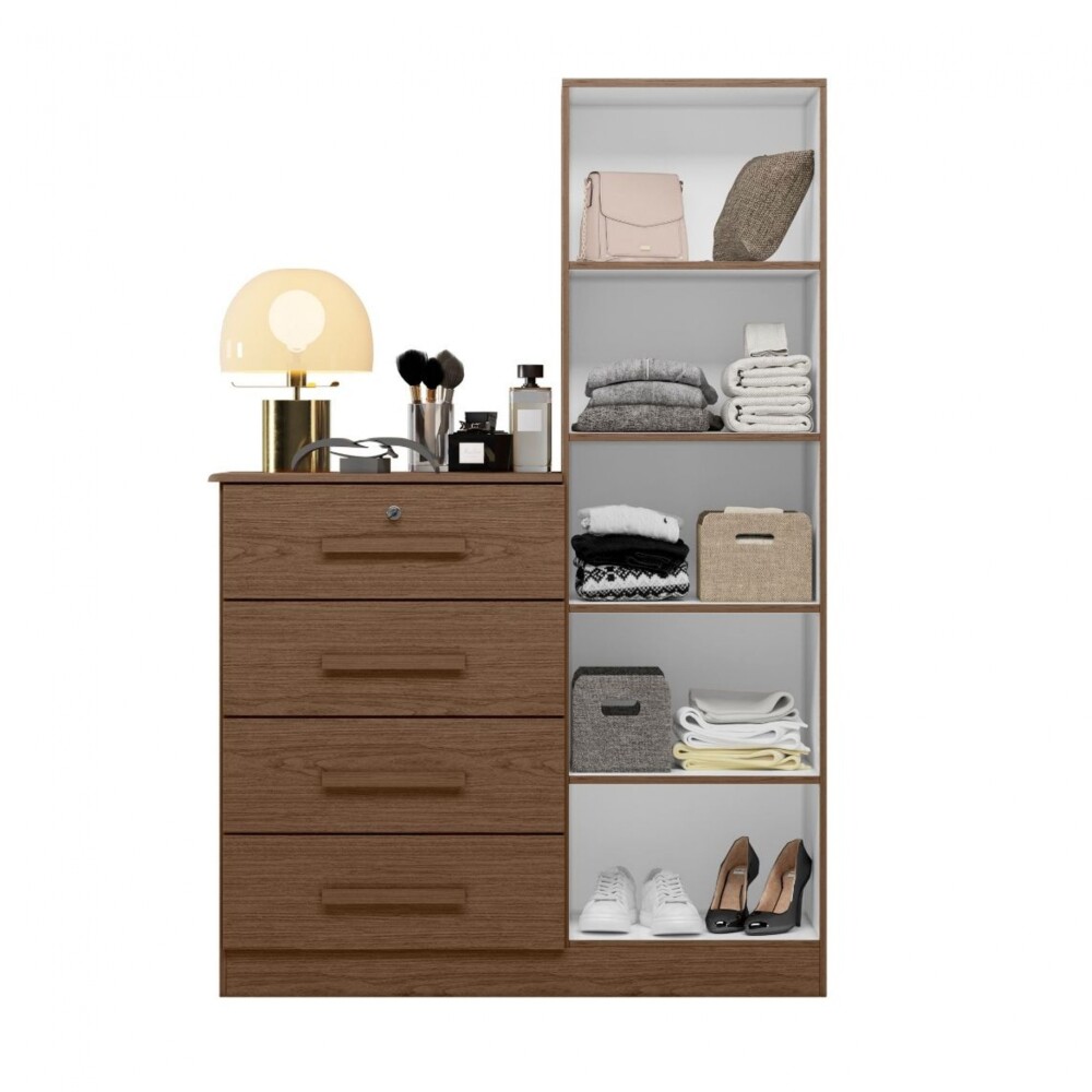 Cómoda 1 puerta 4 Cajones - Belize Plus Marrón