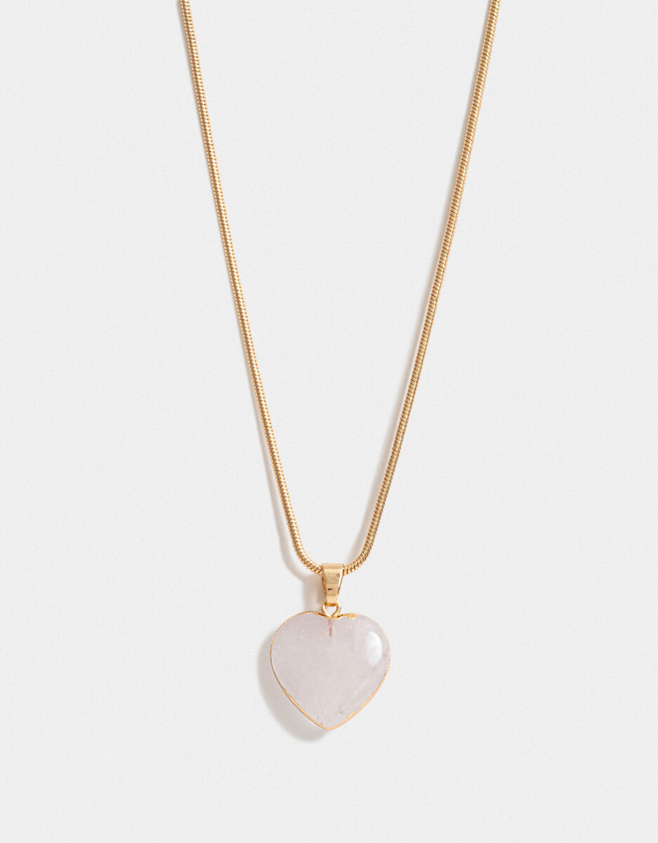 Cadena Corta Con Dije De Piedra Corazón Con Baño De Oro 