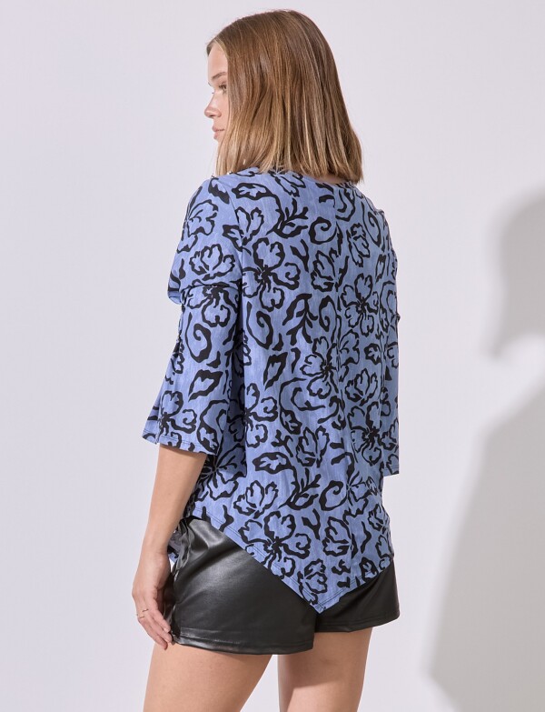 Blusa Botones NEGRO/AZUL