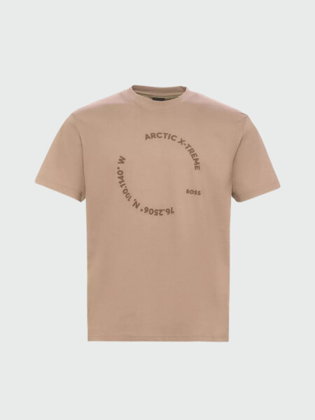 BOSS Camiseta de Algodón con Arte de Temporada Beige