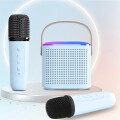 Mini Parlante Inalambrico Con 2 Microfonos Celeste