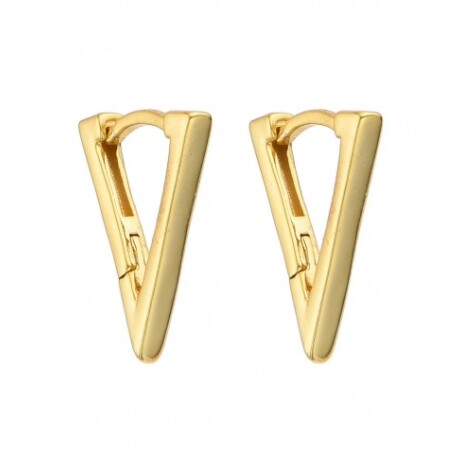 Par de aros de plata 925 con baño de oro amarillo, TRIANGULO. Par de aros de plata 925 con baño de oro amarillo, TRIANGULO.