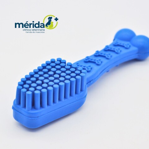 JUGUETE DE GOMA MACIZA TIPO CEPILLO AZUL