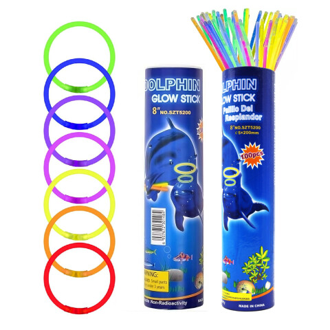 Pulseras Flúo Pack De 200 Unidades Luminosas Colores Neón Pulseras Flúo Pack De 200 Unidades Luminosas Colores Neón