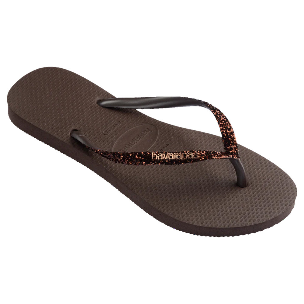 Sandalias Havaianas Slim Glitter II Mujer Cafe