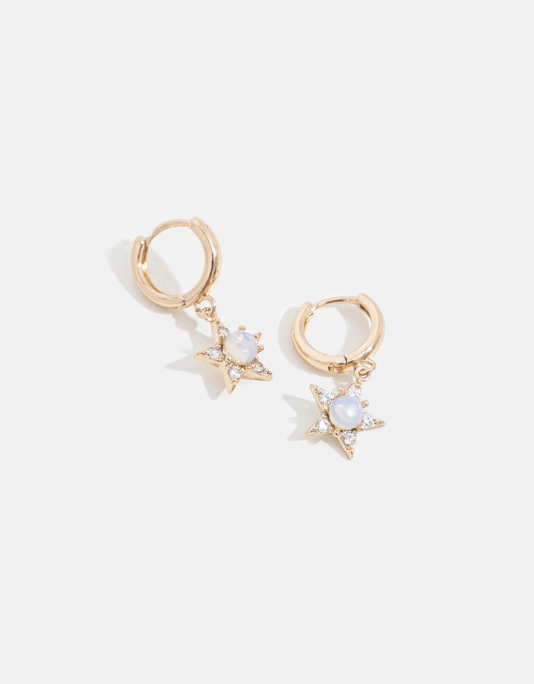 Aros Argollas Strass Argollas Con Estrellas - Dorado