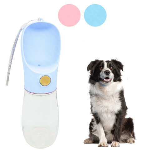 Botella Dispenser De Agua Portátil Mascotas Perro Gato Viaje Color celeste