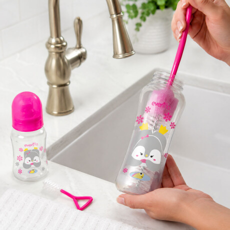 Set Evenflo X2 Mamaderas 120/240ml + X2 Cepillos Limpieza Rosa