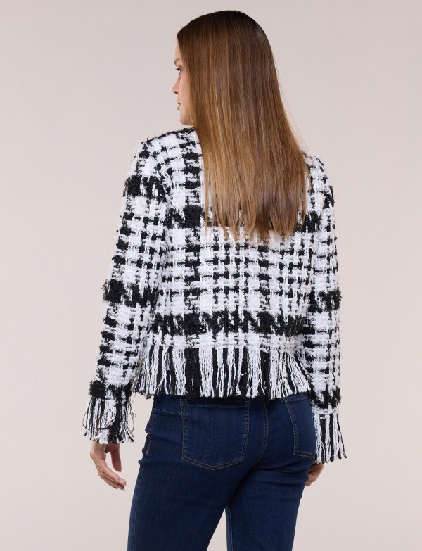 Chaqueta Tweed Con Flecos BLANCO/NEGRO