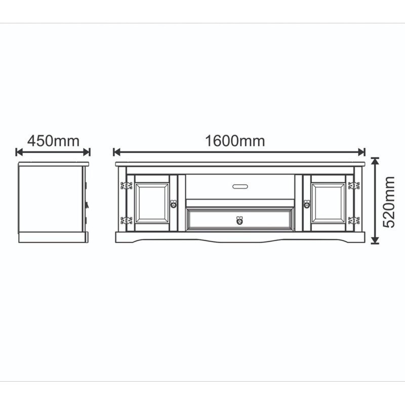 Rack De Madera Maciza 2 Puertas 1 Estante 1 Cajón Rack De Madera Maciza 2 Puertas 1 Estante 1 Cajón