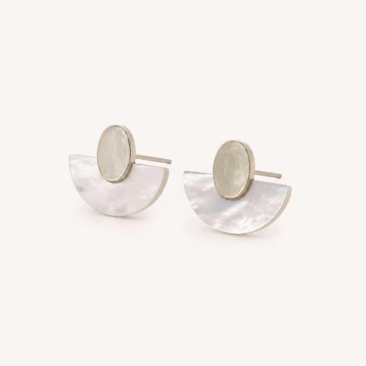 Caravanas Abanico Nacar - Plata 925 