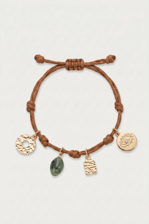 Pulsera cord dijes dorado
